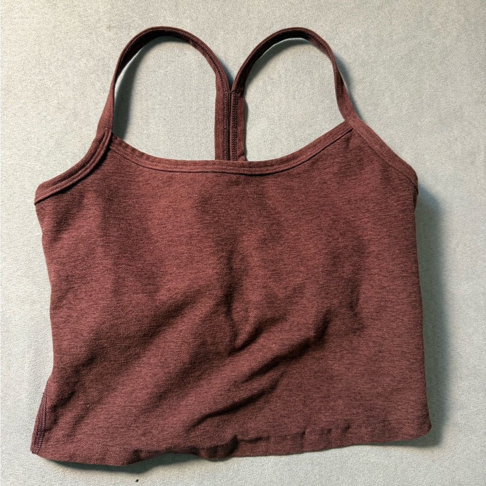 Beyond Yoga Spacedye Slim Racerback Crop, Chocolate Heather, Small